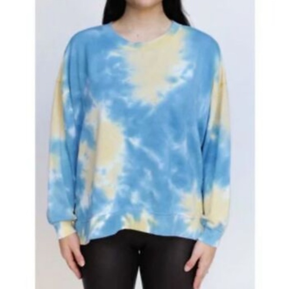 Found Los Angeles sweatshirt Moon Shadow tie dye blue yellow shirt new Medium